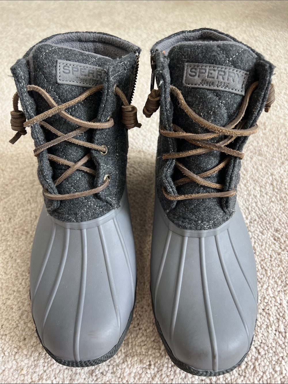 Sperry Gray and Brown Waterproof Women's Duck Boots